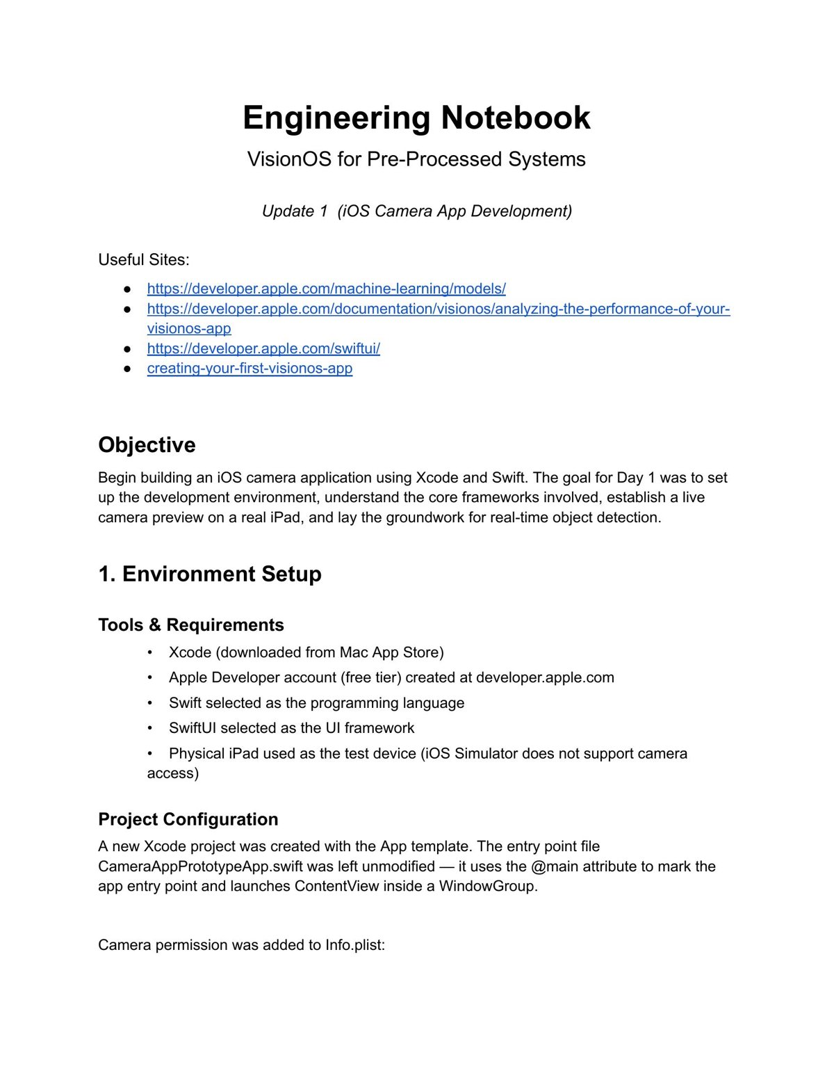 Engineering notebook cover page